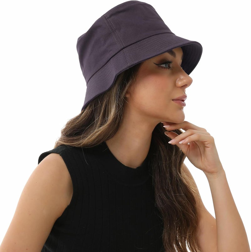 Wheebo Solid Color Bucket Hat for Women Summer Beach Fishmen Hat for Lady Adult Unisex Cotton Cap…… - Image 3
